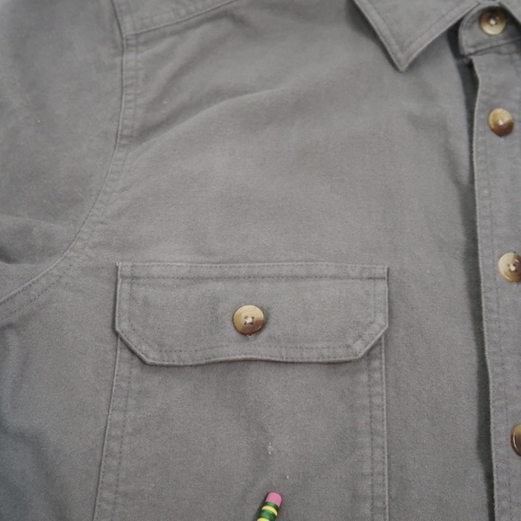 Woolrich Heavy Weight Chamois Flannel Shirt Gray Medium - Picture 8 of 12